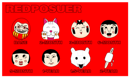I created these sub badges in Adobe Illustrator for my Twitch! Inspired by As the Gods Will! RedPosuer Twitch Sub Badges